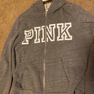 gray PINK! zip up sweatshirt